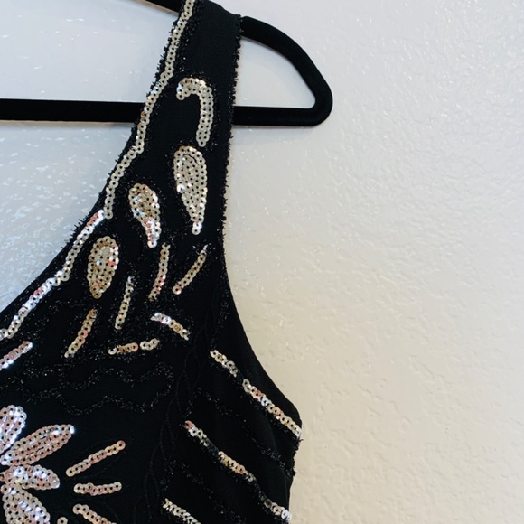 Babeyond Black Dress Flapper Fringe Silver Sequins Small 1920's Gatsby Bling - Picture 10 of 14